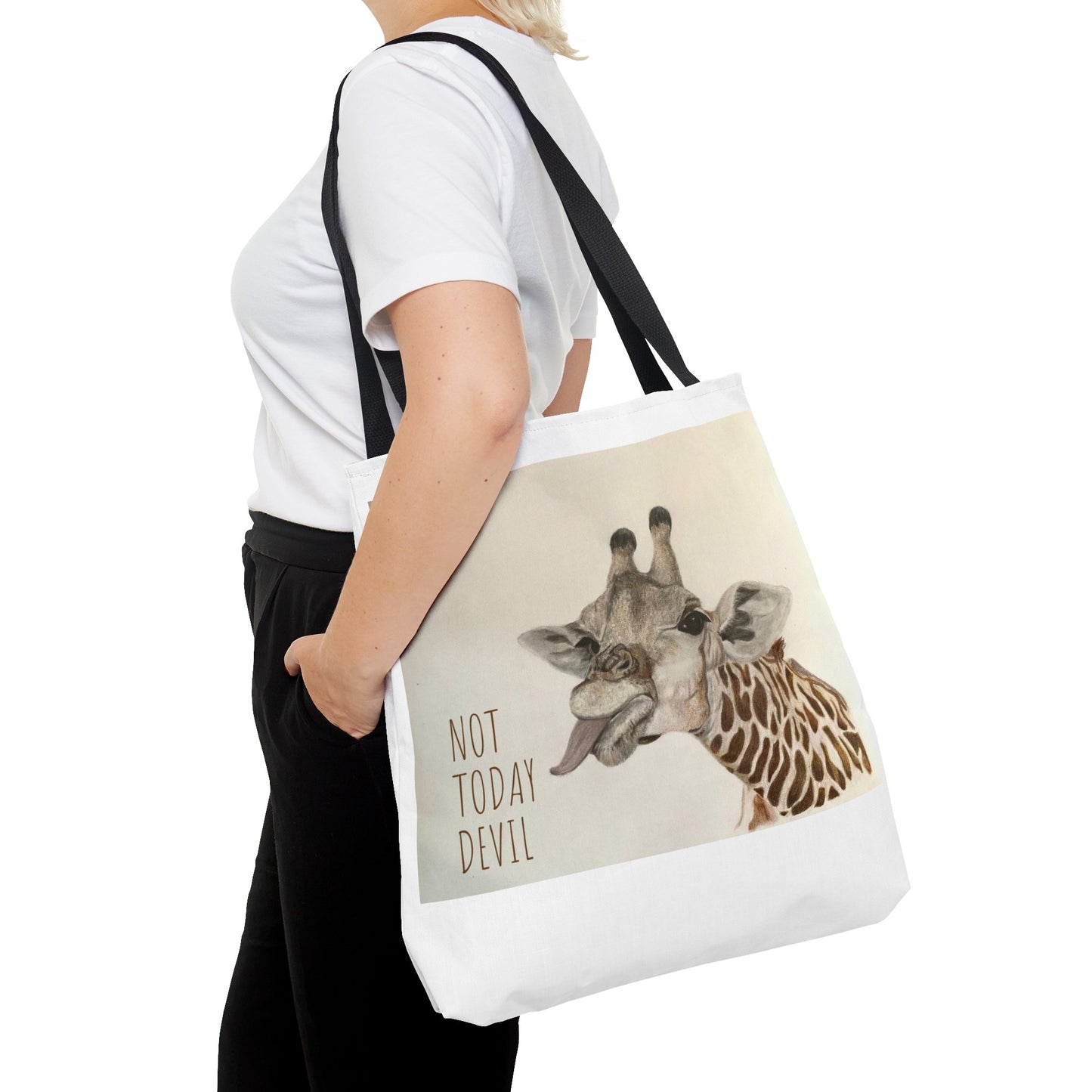 Not Today Devil Giraffe Tote Bag Funny Giraffe Tote Christian Tote Beach Bag Book Bag