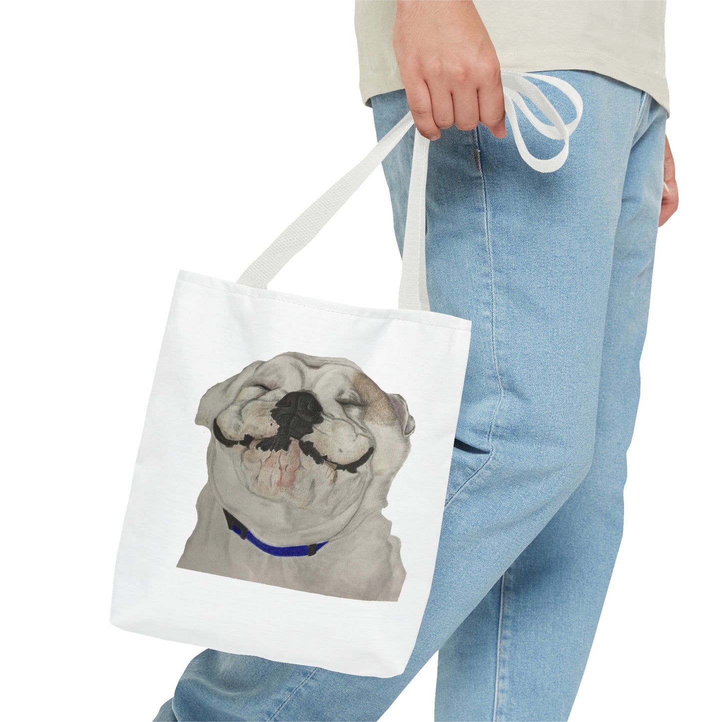 Happy Bulldog Tote Bag, Beach Bag, Pool Bag, Book Bag