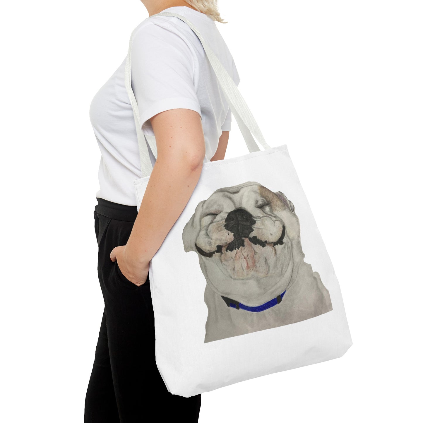 Happy Bulldog Tote Bag, Beach Bag, Pool Bag, Book Bag