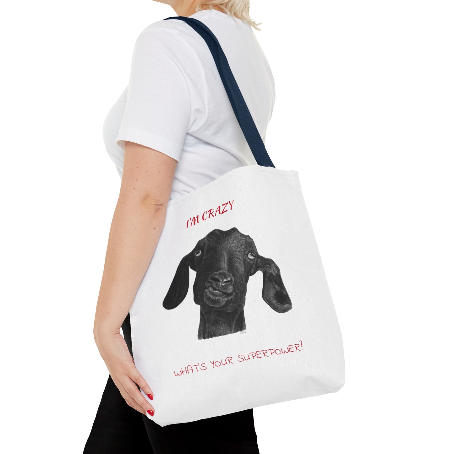 ImCrazy Whats Your Superpower Goofy Goat Tote Bag  Beach Bag Pool Bag Book Bag