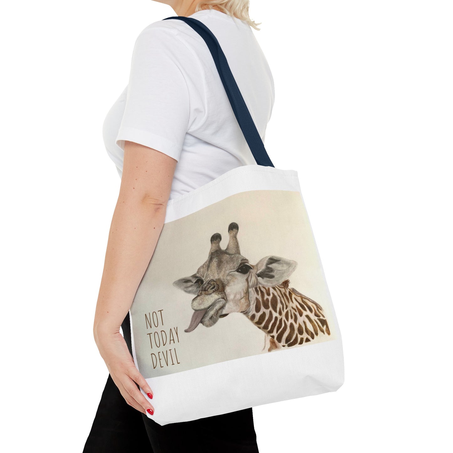 Not Today Devil Giraffe Tote Bag Funny Giraffe Tote Christian Tote Beach Bag Book Bag